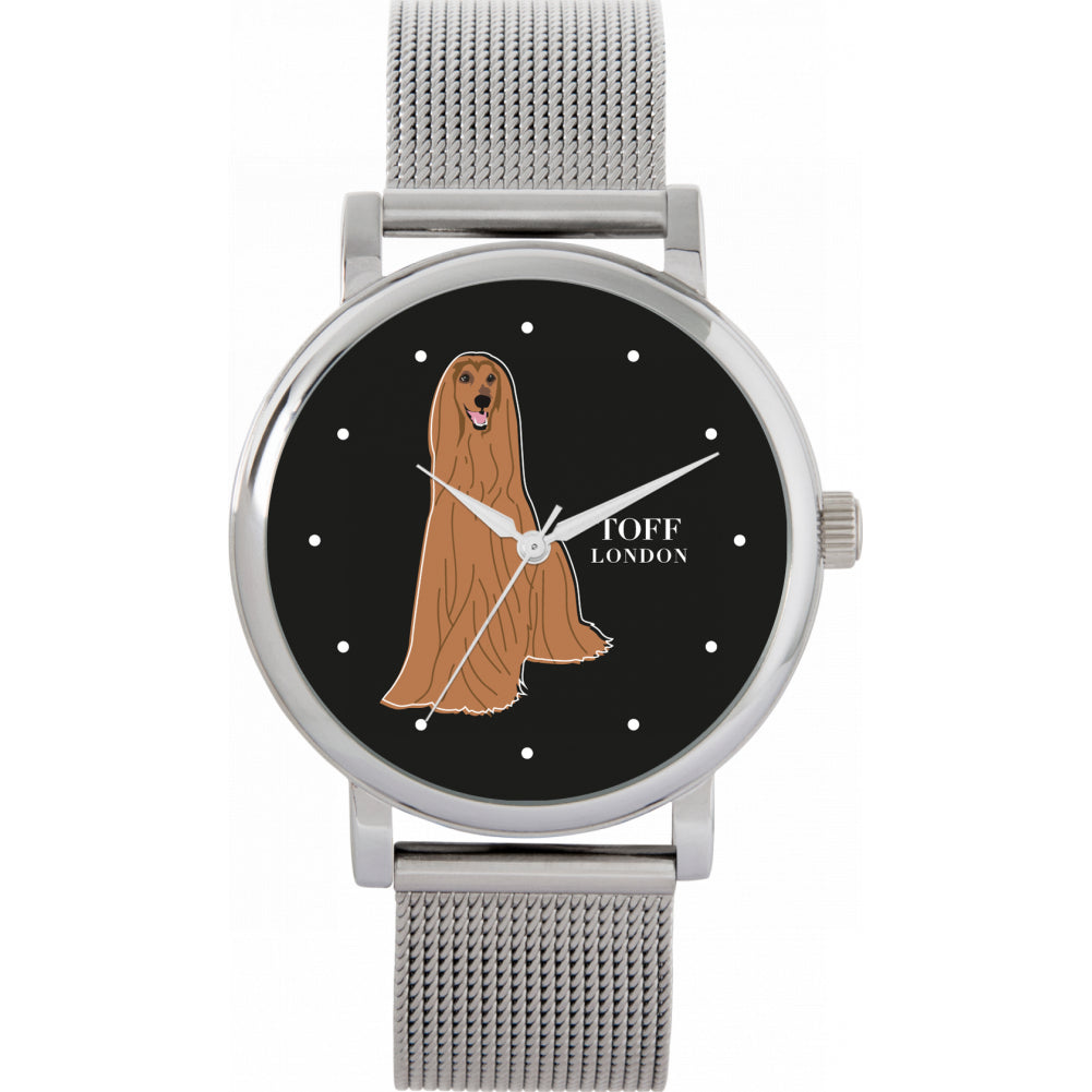 Ladies Brown Afghan Hound Dog Watch