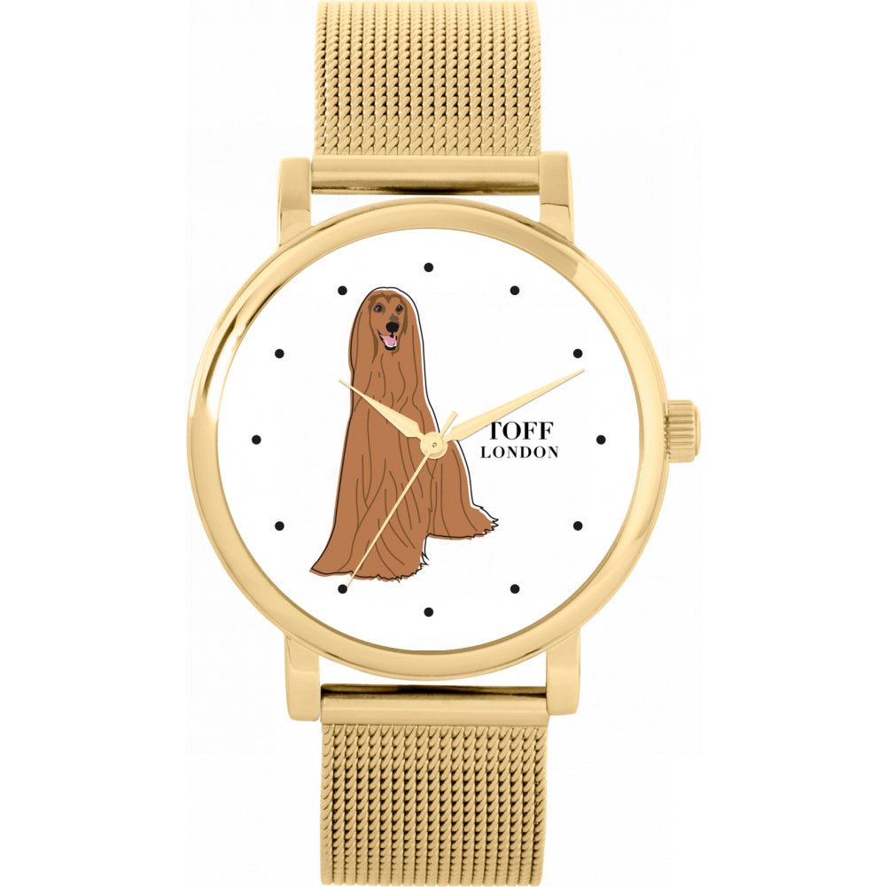 Ladies Brown Afghan Hound Dog Watch