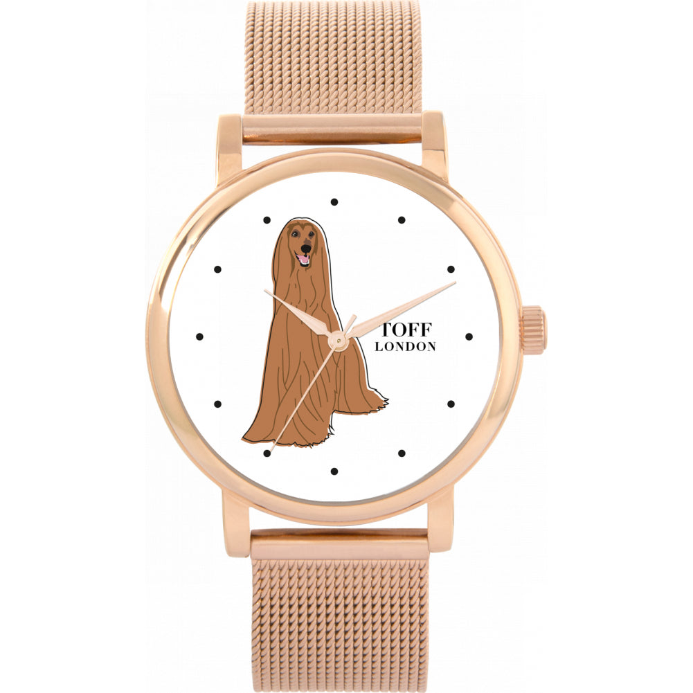 Ladies Brown Afghan Hound Dog Watch