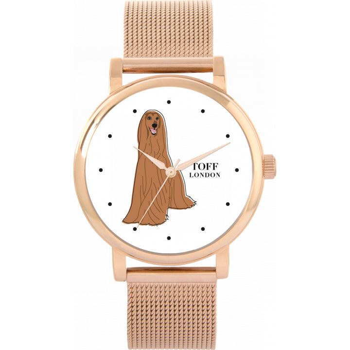 Ladies Brown Afghan Hound Dog Watch