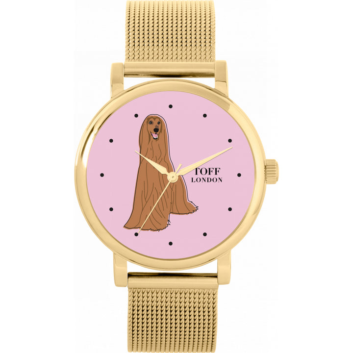 Ladies Brown Afghan Hound Dog Watch