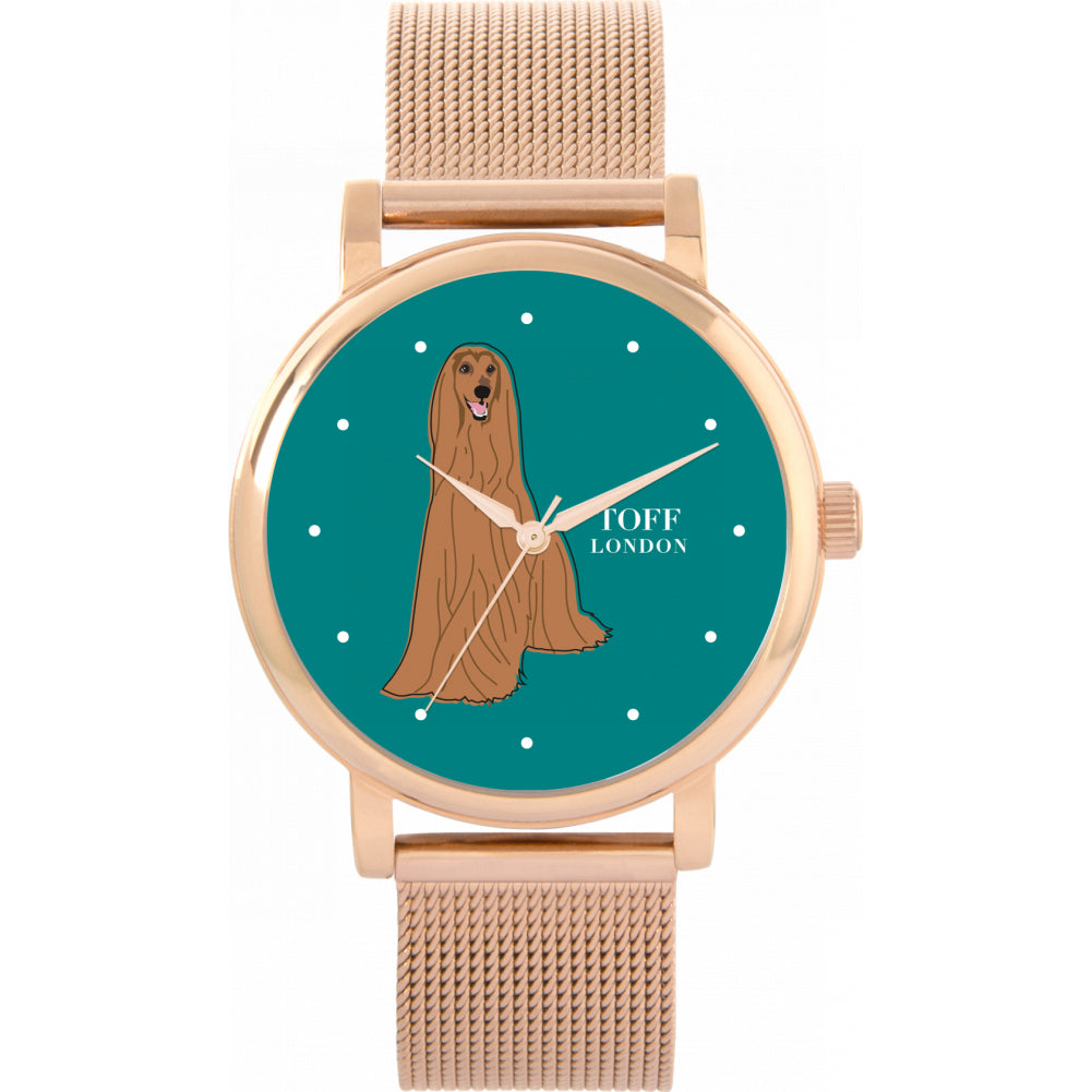 Ladies Brown Afghan Hound Dog Watch
