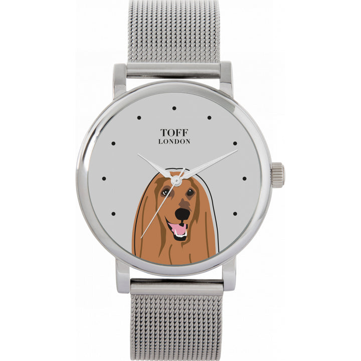 Ladies Brown Afghan Hound Dog Head Watch