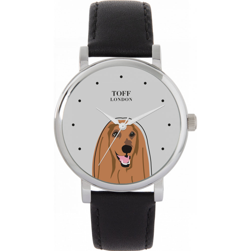 Ladies Brown Afghan Hound Dog Head Watch