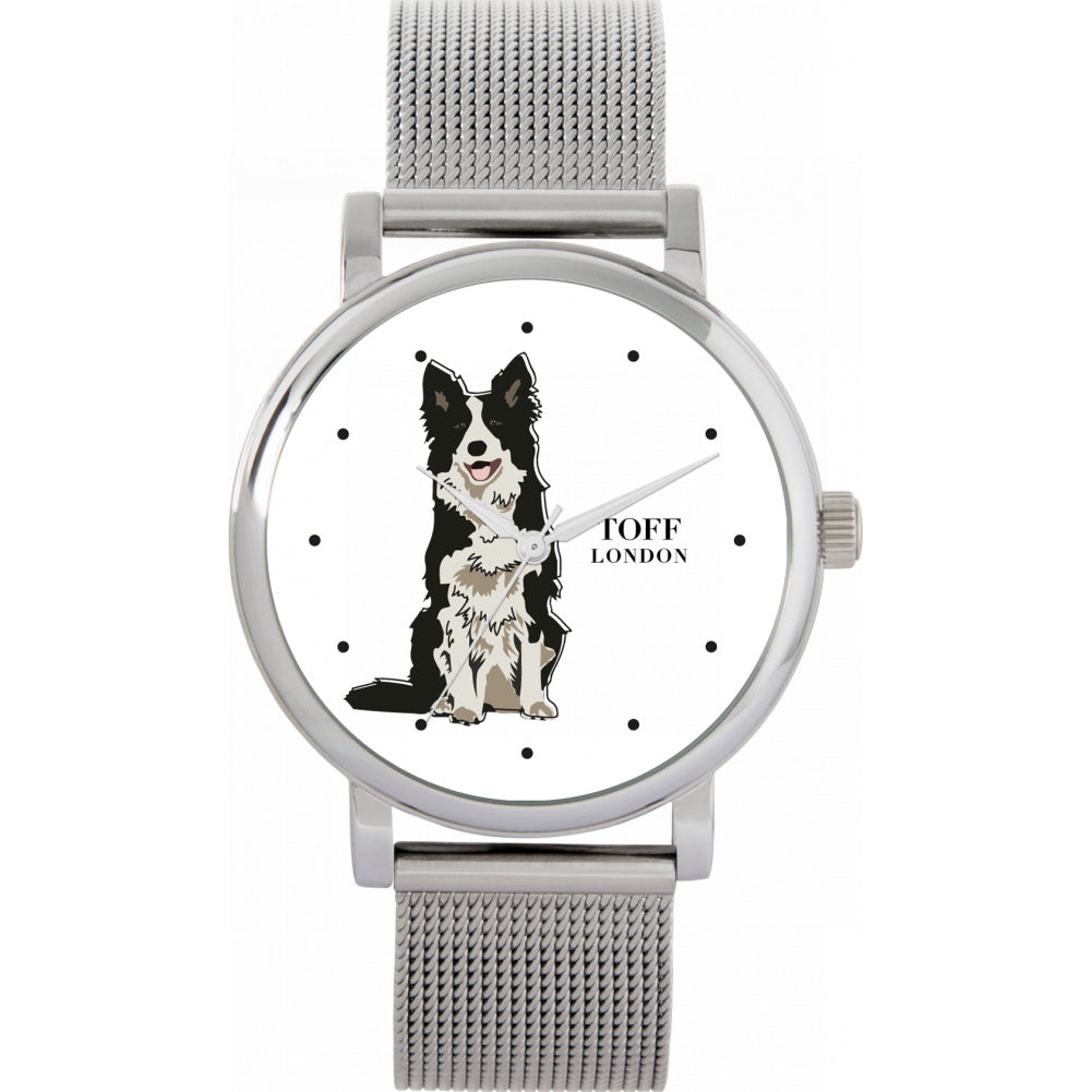 Ladies Black And White Border Collie Dog Watch