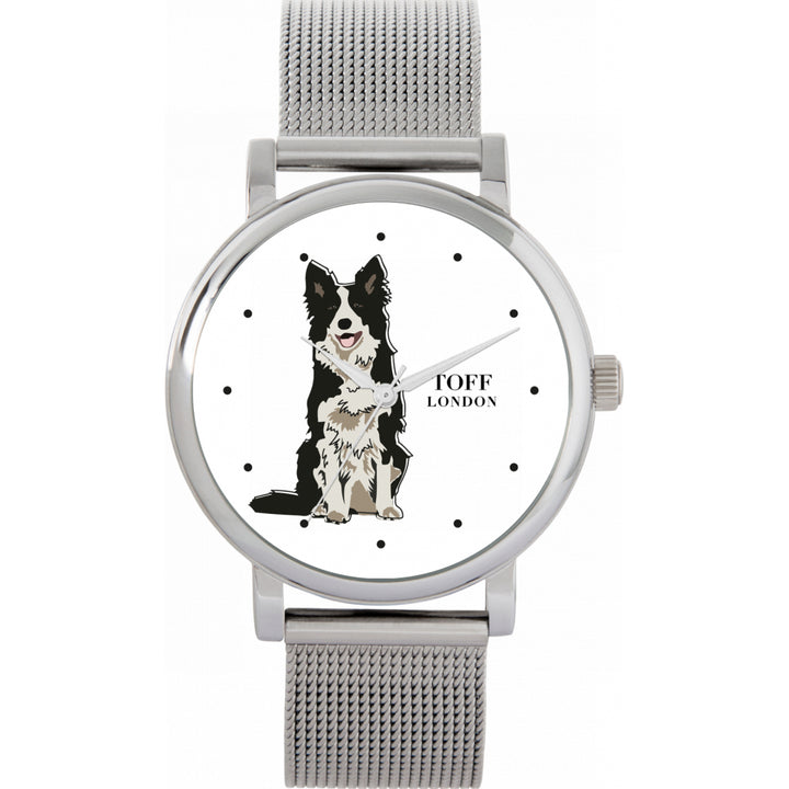 Ladies Black And White Border Collie Dog Watch