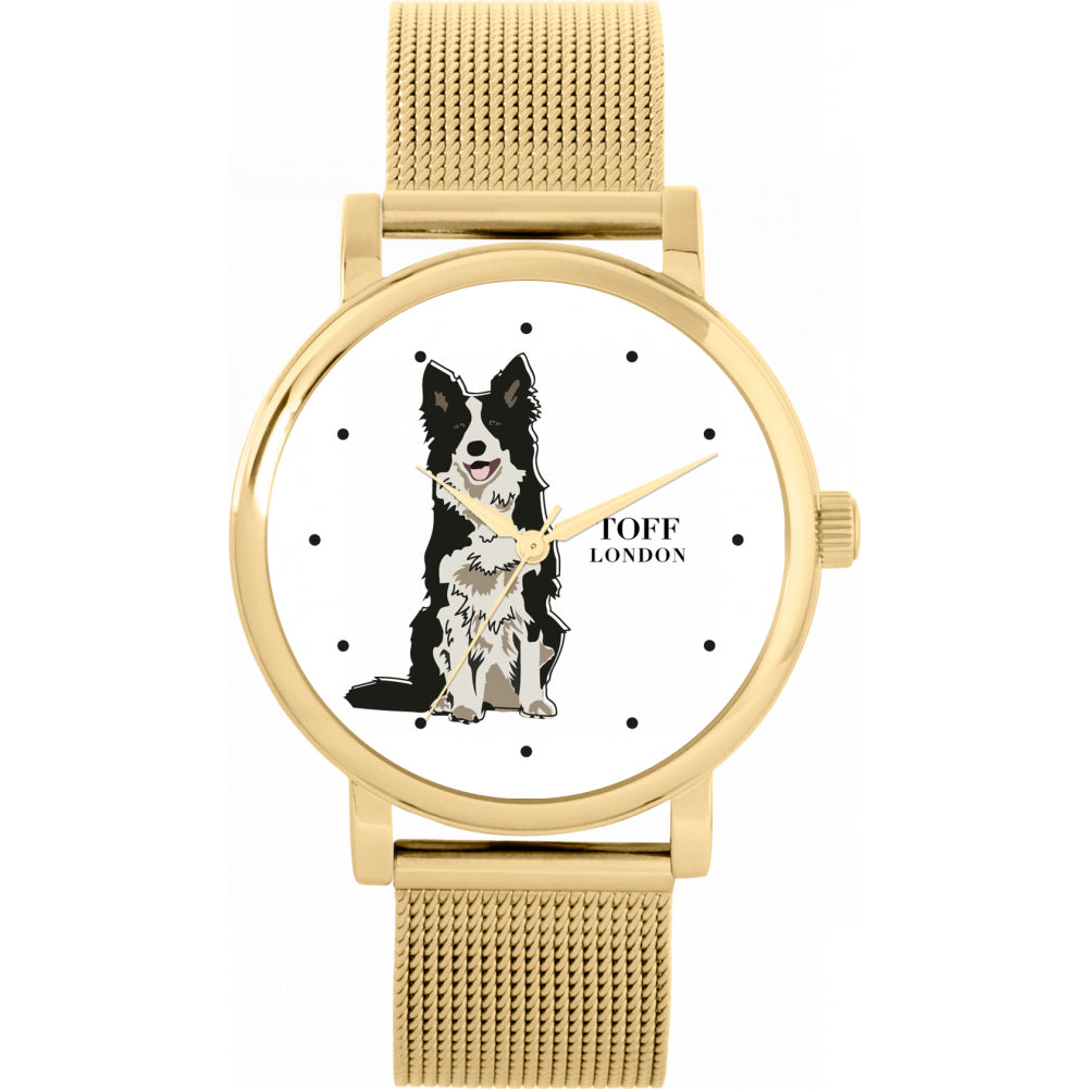Ladies Black And White Border Collie Dog Watch