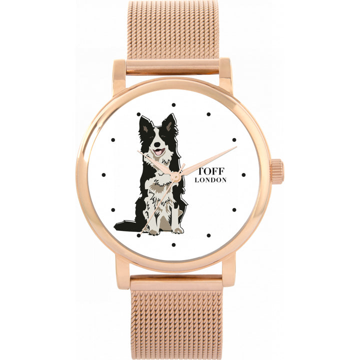 Ladies Black And White Border Collie Dog Watch