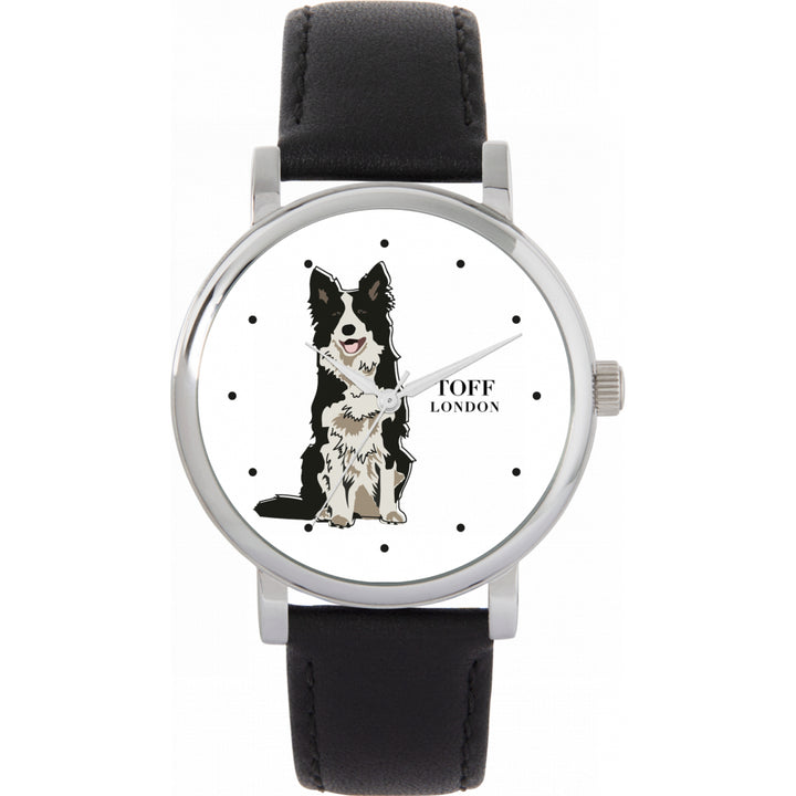 Ladies Black And White Border Collie Dog Watch