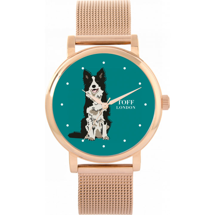 Ladies Black And White Border Collie Dog Watch
