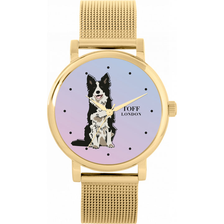 Ladies Black And White Border Collie Dog Watch