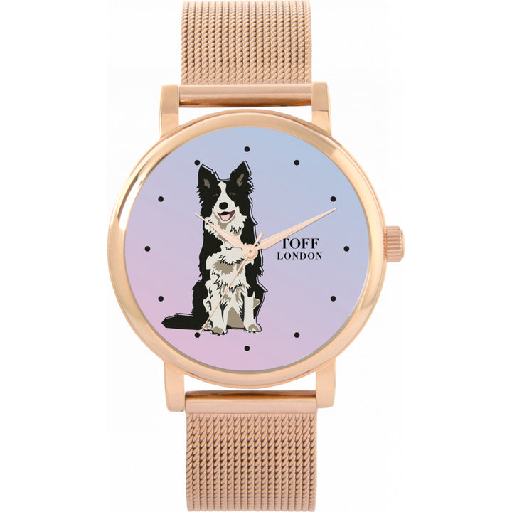 Ladies Black And White Border Collie Dog Watch