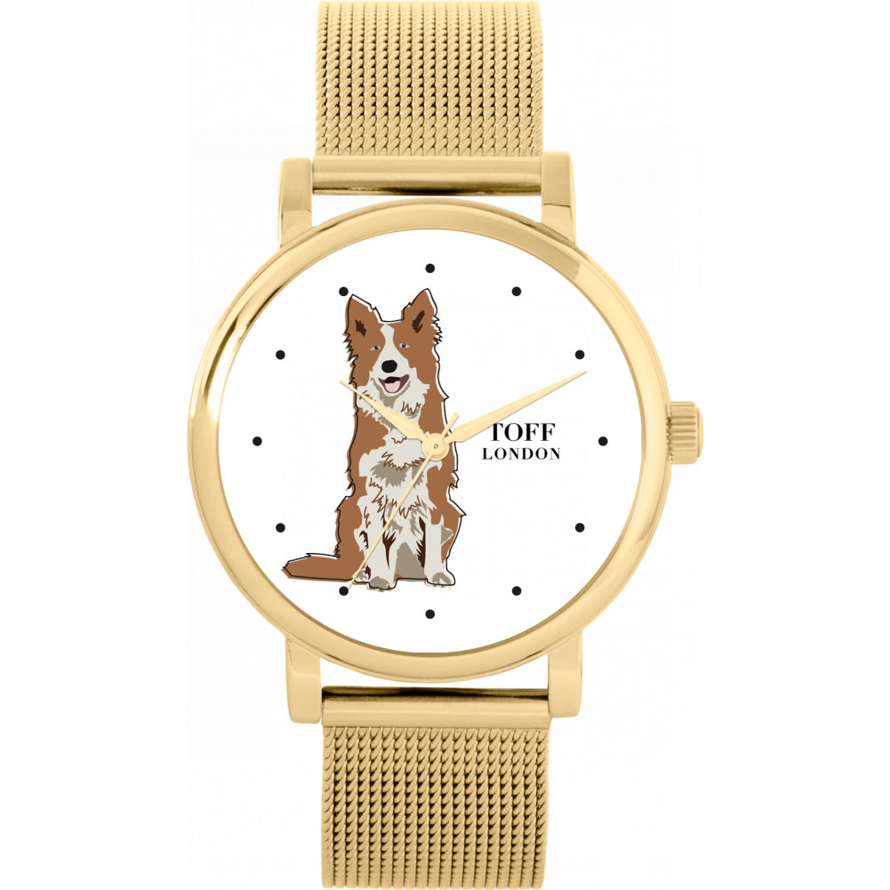 Ladies Brown And White Border Collie Dog Watch