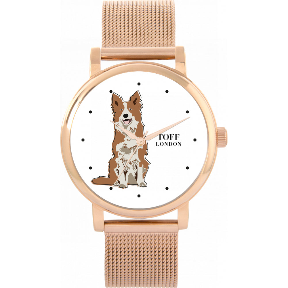 Ladies Brown And White Border Collie Dog Watch