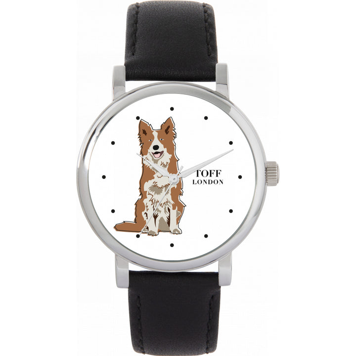 Ladies Brown And White Border Collie Dog Watch