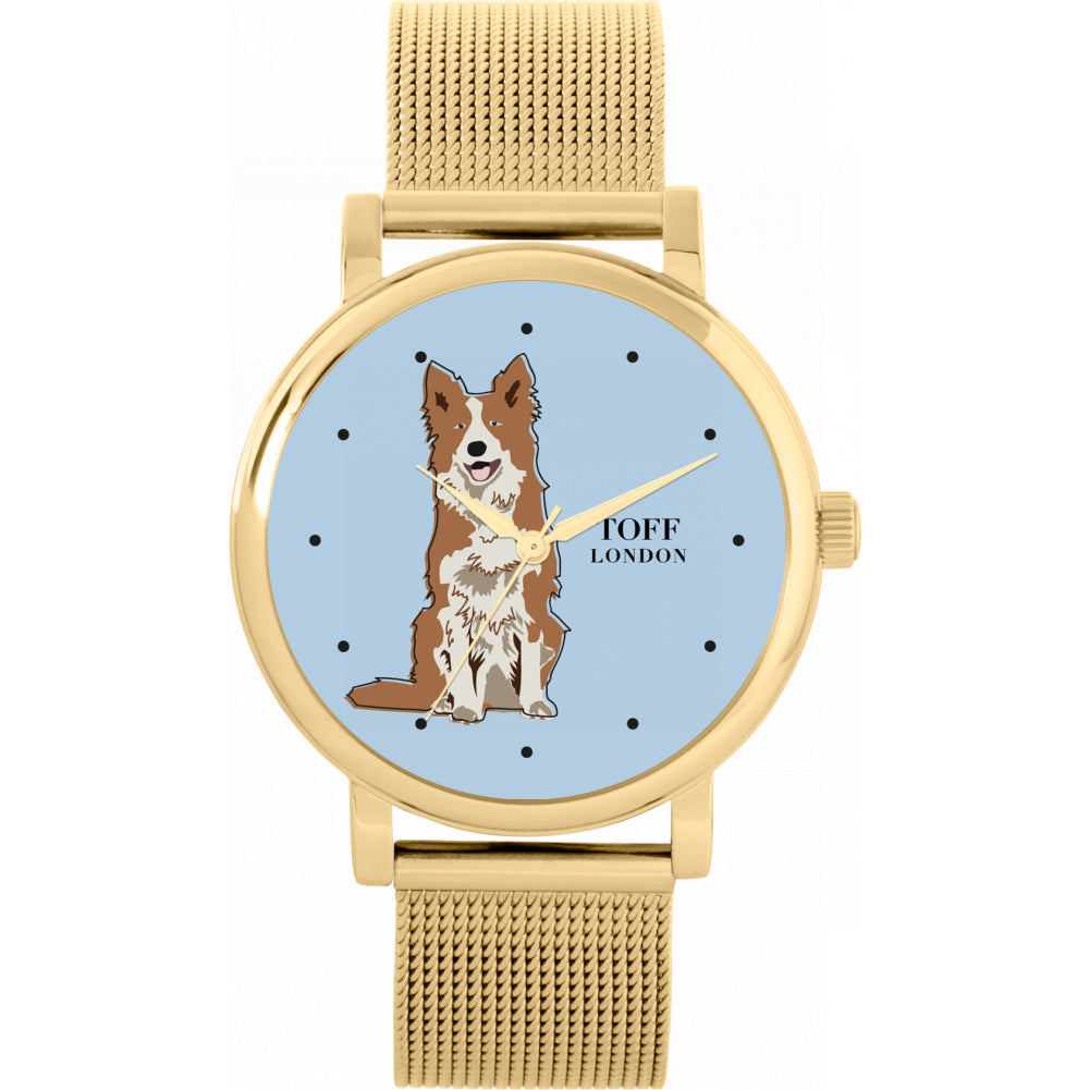 Ladies Brown And White Border Collie Dog Watch