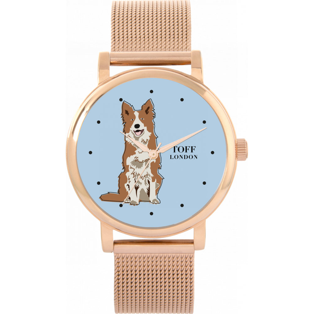 Ladies Brown And White Border Collie Dog Watch