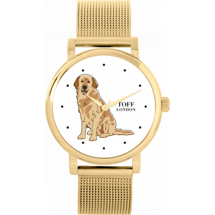 Ladies Beige Golden Retriever Dog Watch