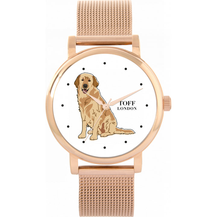 Ladies Beige Golden Retriever Dog Watch