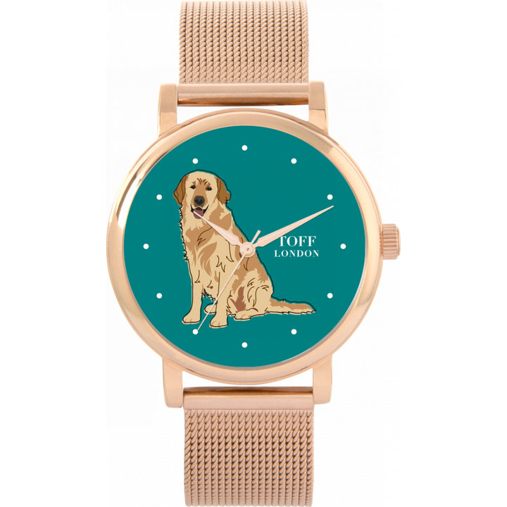 Ladies Beige Golden Retriever Dog Watch