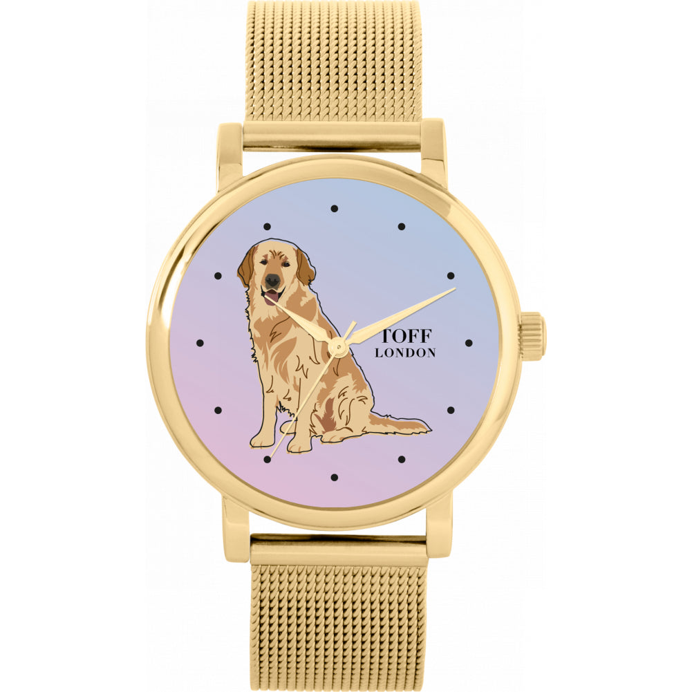 Ladies Beige Golden Retriever Dog Watch