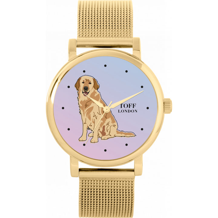 Ladies Beige Golden Retriever Dog Watch