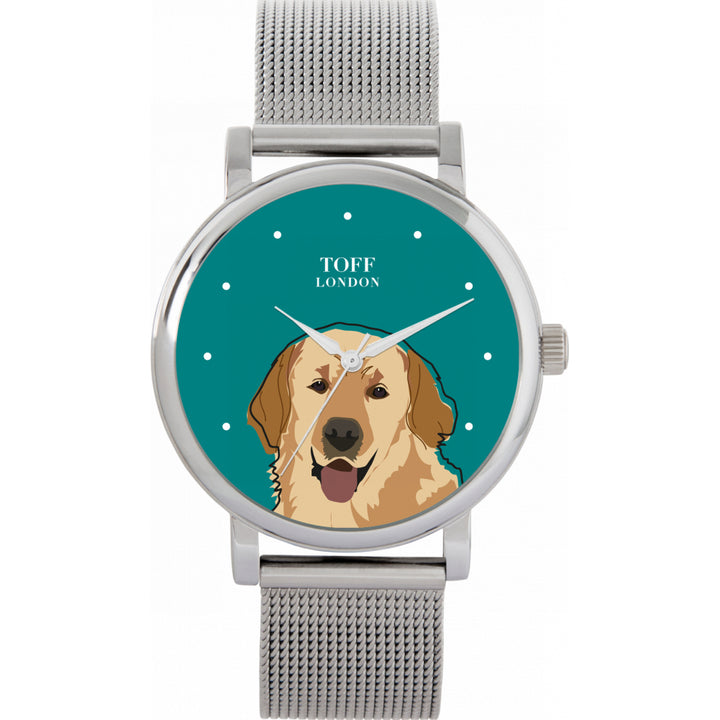 Ladies Beige Golden Retriever Dog Head Watch