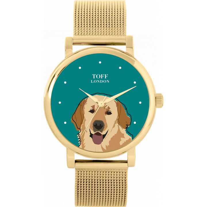 Ladies Beige Golden Retriever Dog Head Watch