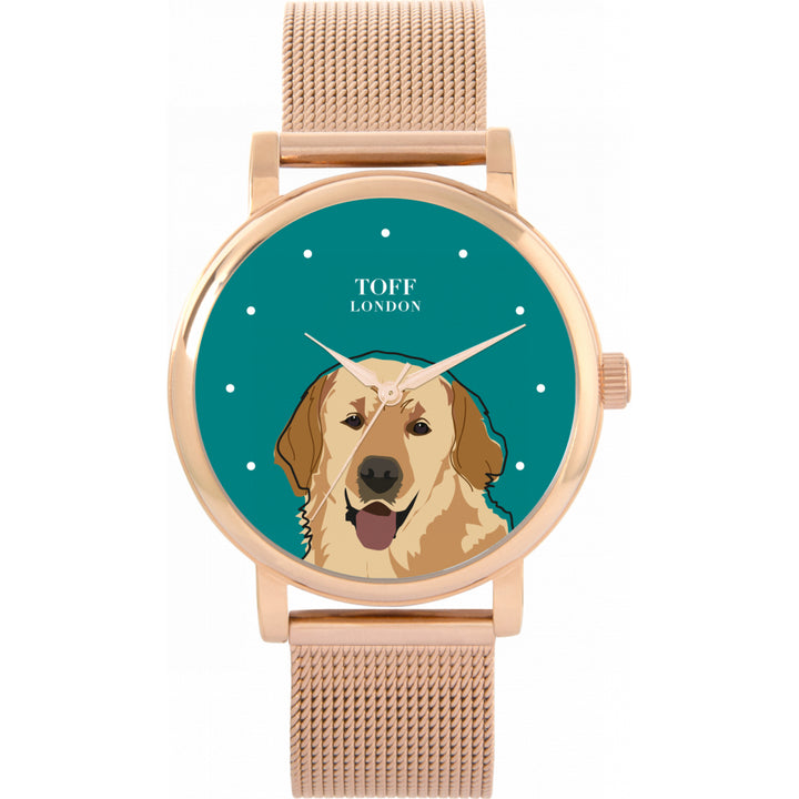 Ladies Beige Golden Retriever Dog Head Watch
