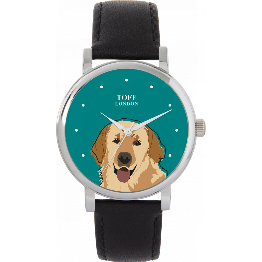 Ladies Beige Golden Retriever Dog Head Watch