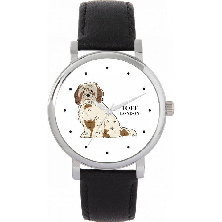Ladies Beige Brown Cavachon Dog Watch