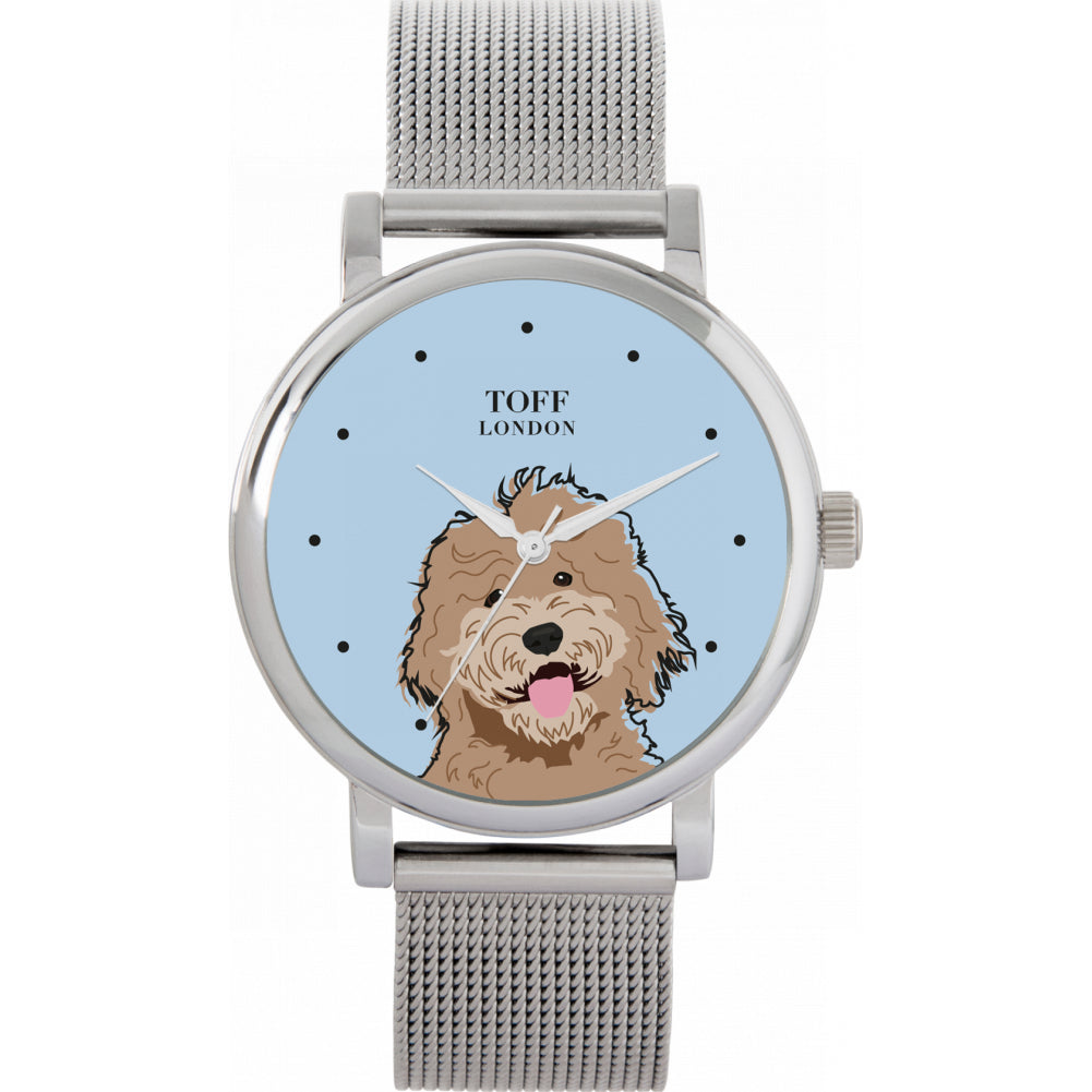 Ladies Beige Labradoodle Dog Head Watch