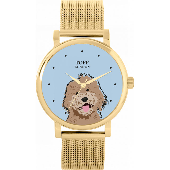 Ladies Beige Labradoodle Dog Head Watch