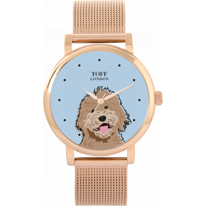 Ladies Beige Labradoodle Dog Head Watch