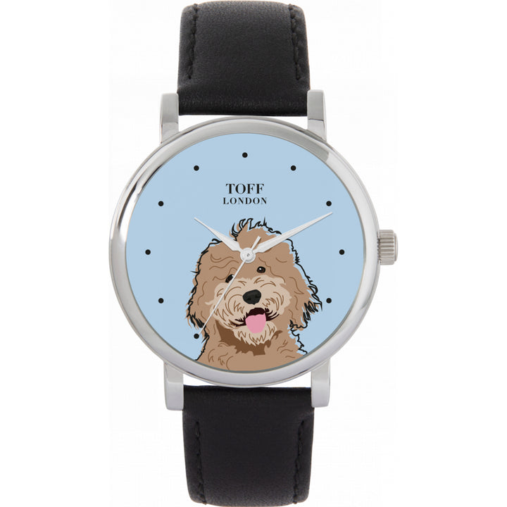 Ladies Beige Labradoodle Dog Head Watch