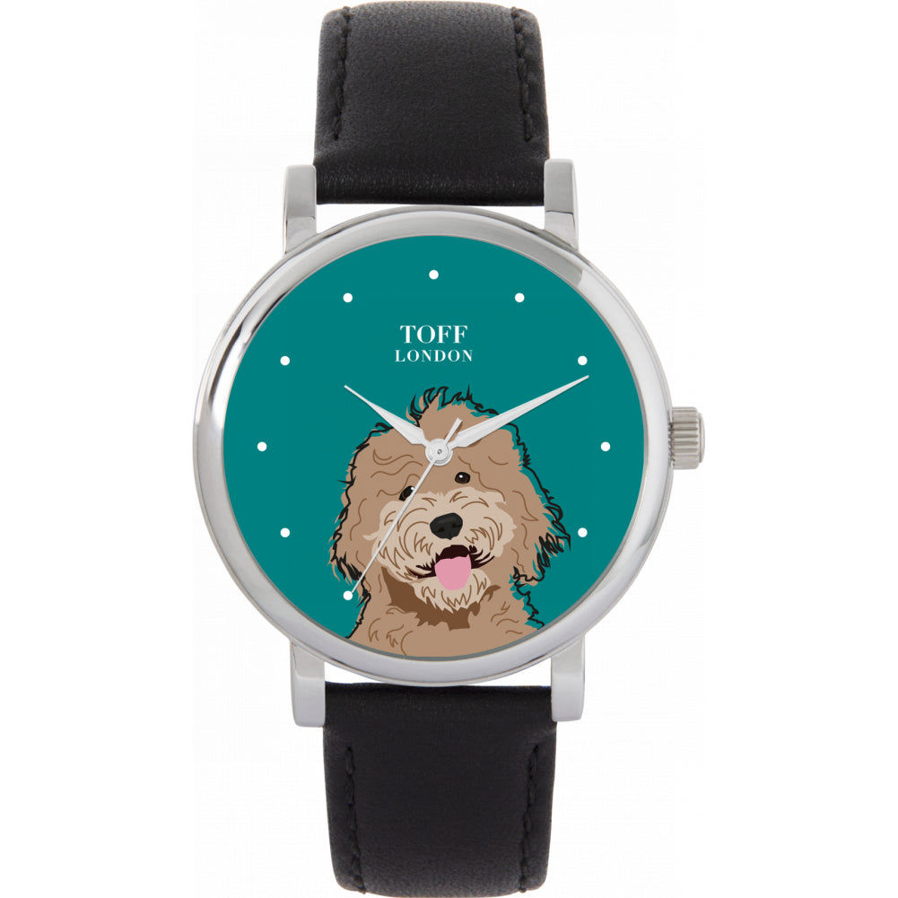 Ladies Beige Labradoodle Dog Head Watch