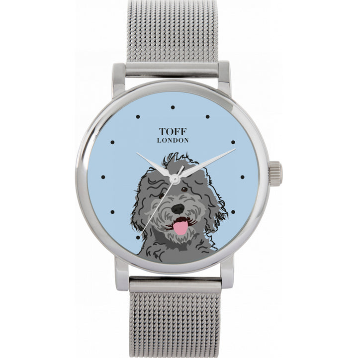 Ladies Grey Labradoodle Dog Head Watch