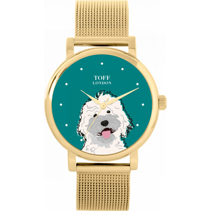 Ladies White Labradoodle Dog Head Watch