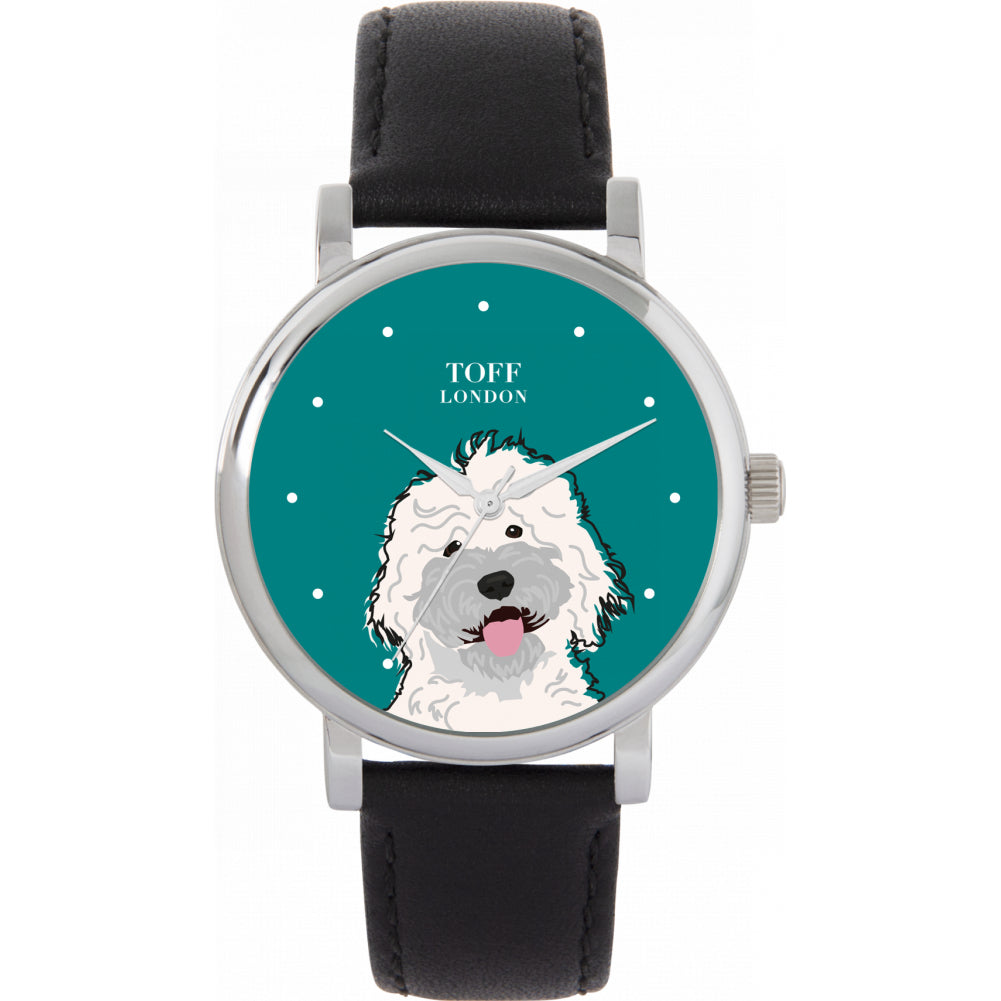 Ladies White Labradoodle Dog Head Watch