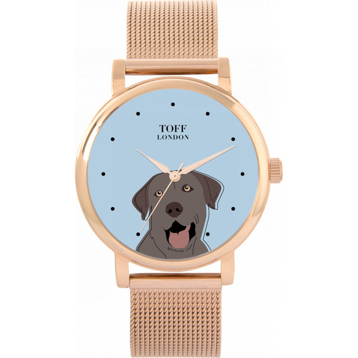 Ladies Silver Labrador Retriever Dog Head Watch