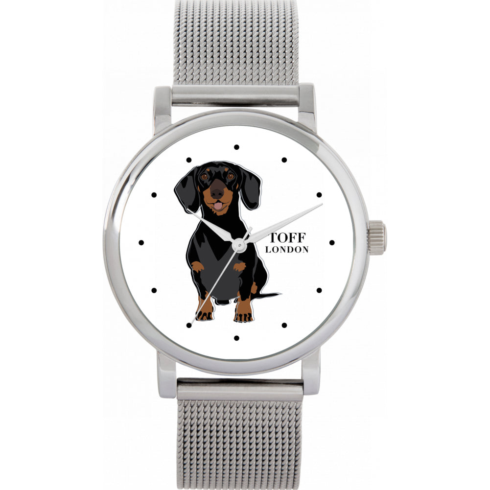 Ladies Black Dachshund Dog Watch