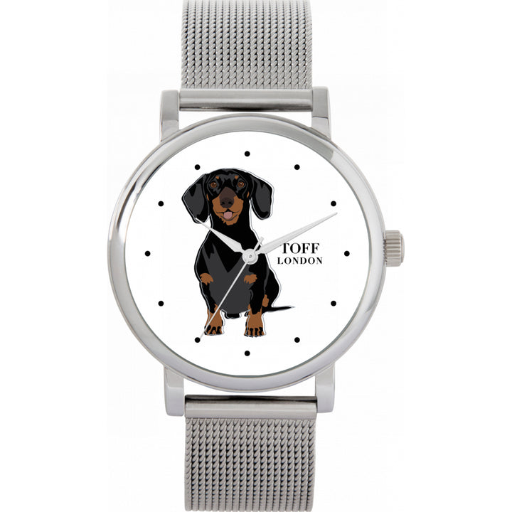 Ladies Black Dachshund Dog Watch