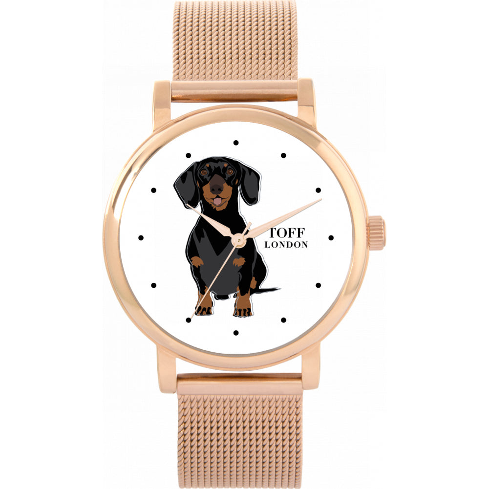 Ladies Black Dachshund Dog Watch