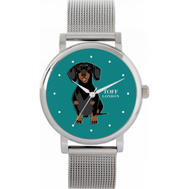 Ladies Black Dachshund Dog Watch