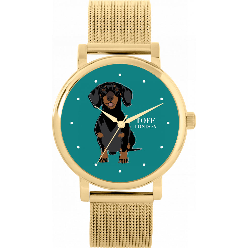 Ladies Black Dachshund Dog Watch