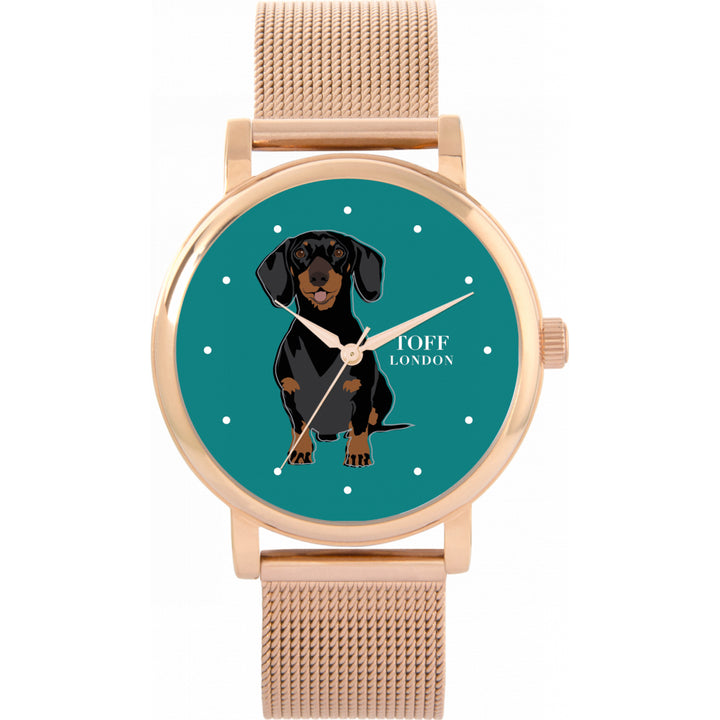 Ladies Black Dachshund Dog Watch