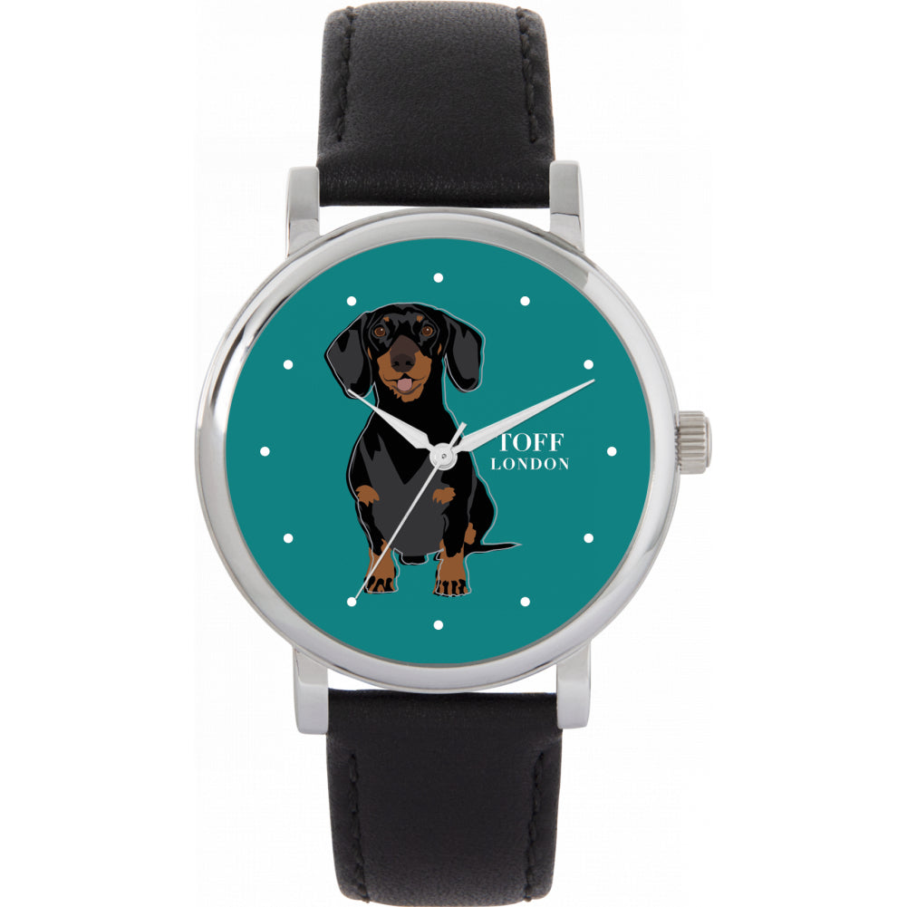 Ladies Black Dachshund Dog Watch