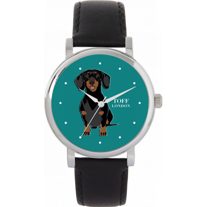 Ladies Black Dachshund Dog Watch