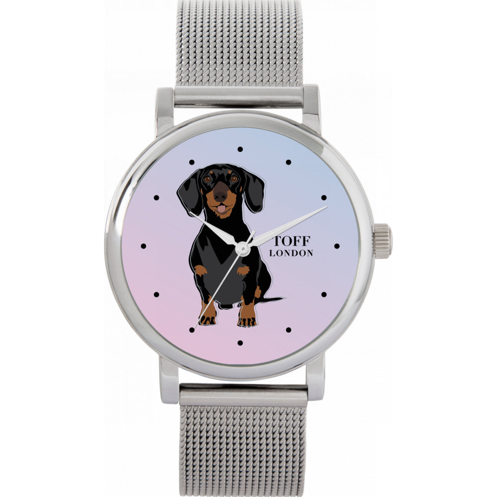 Ladies Black Dachshund Dog Watch