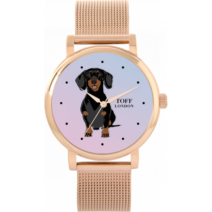 Ladies Black Dachshund Dog Watch